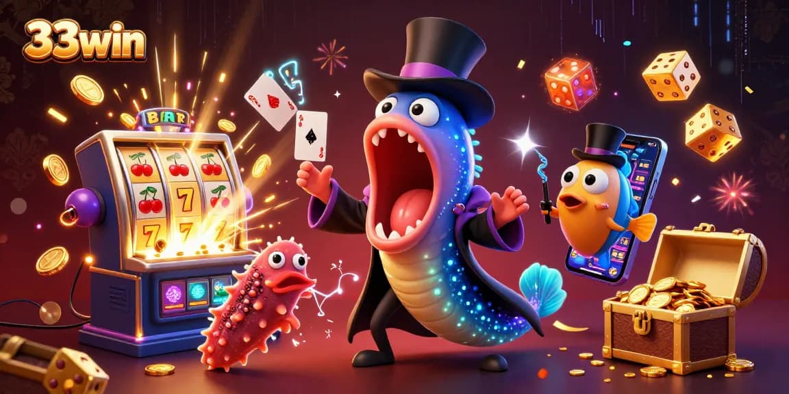 Experience winning excitement with 33win's enchanting casino scene featuring vibrant characters and dynamic elements.