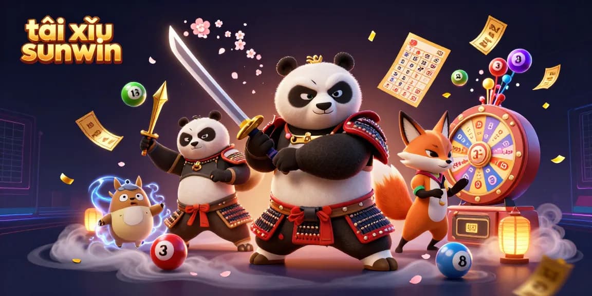 Experience tài xỉu sunwin gameplay with a dynamic casino scene featuring playful characters and vibrant elements.