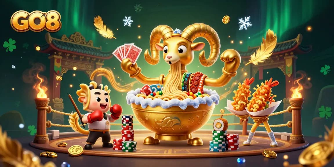 Experience the thrilling GO8 casino scene with vibrant characters and dynamic game elements.