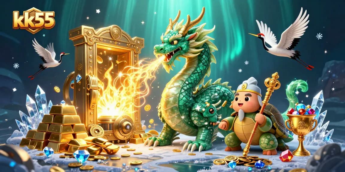 Engage with kk55's vibrant gaming realm featuring mythical creatures and treasures.