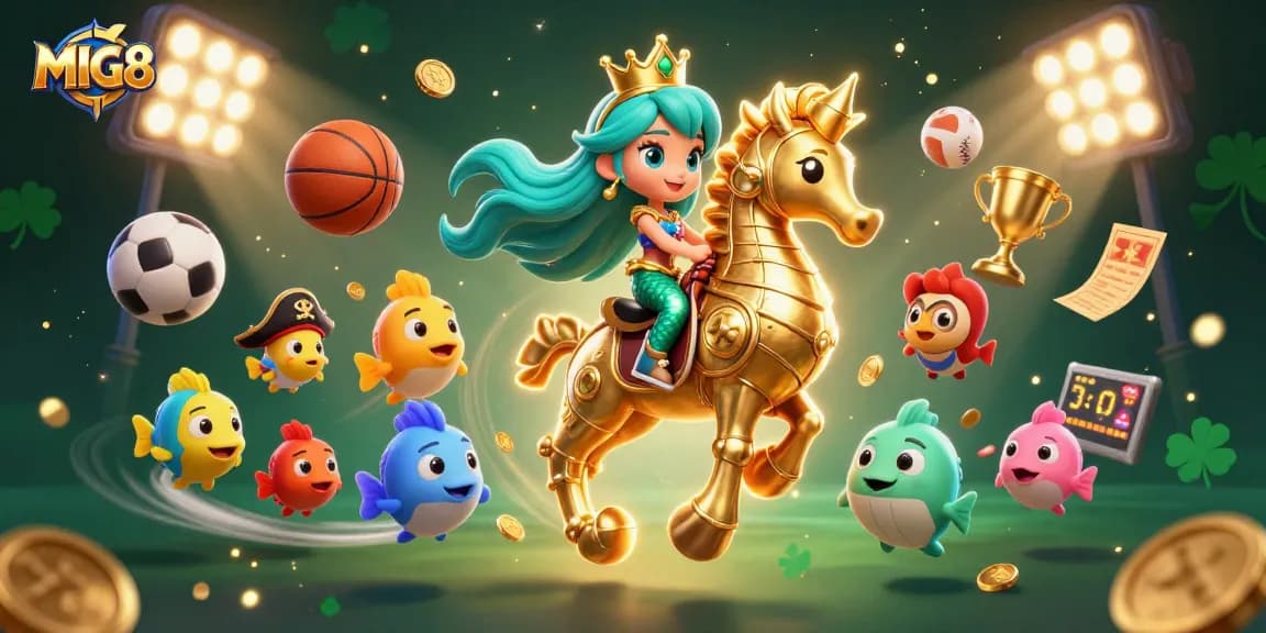 MIG8 offers dynamic casino experiences with colorful 3D characters, sports elements, and golden rewards.