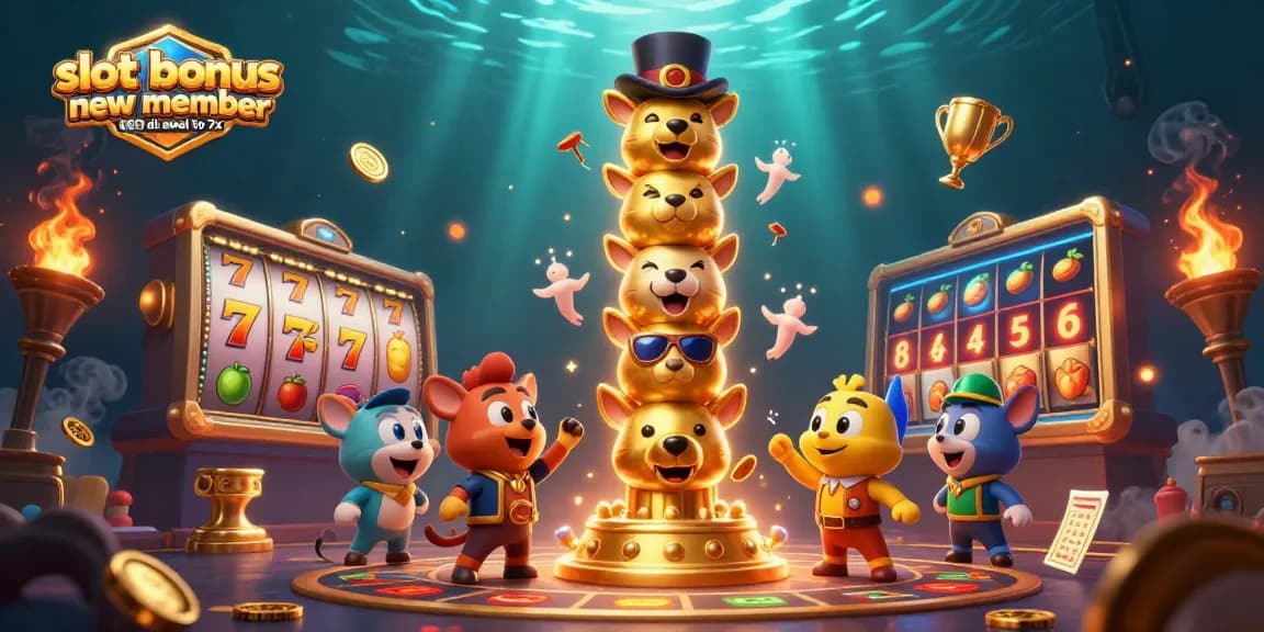 Pemain meraih slot bonus anggota baru 100 di awal to 7x dalam atmosfer kasino yang cerah dan menarik.