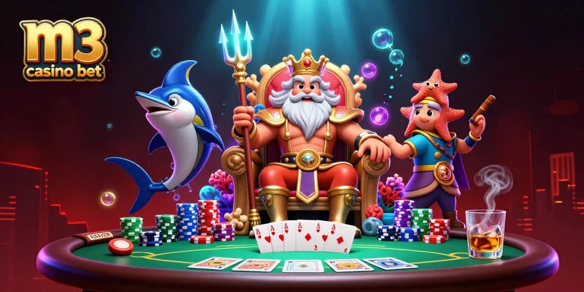 Experience the vibrant m3 casino bet scene with Neptune and poker elements in dazzling 3D.