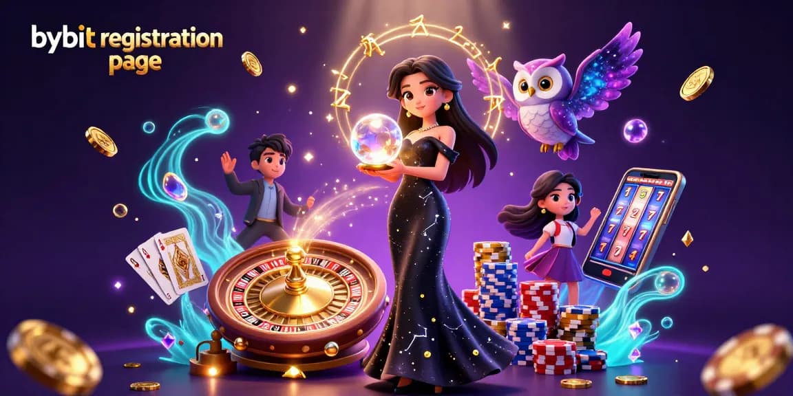 Engage with the bybit registration page featuring an enchanting scene of gambling excitement and rewards.