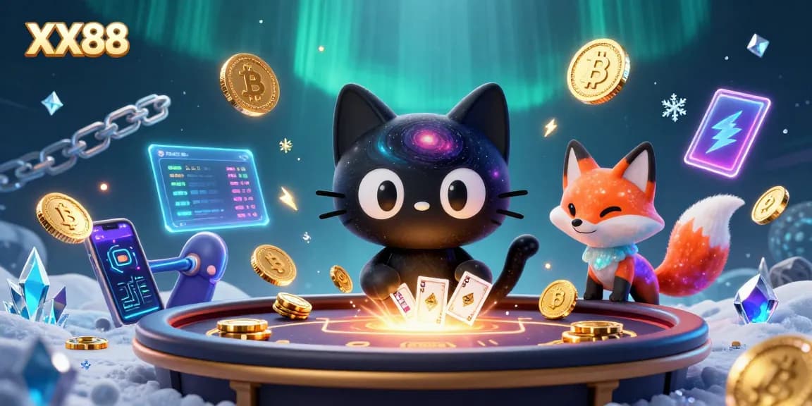 Experience thrilling gameplay at XX88's cosmic casino with a black hole cat and nebula fox.