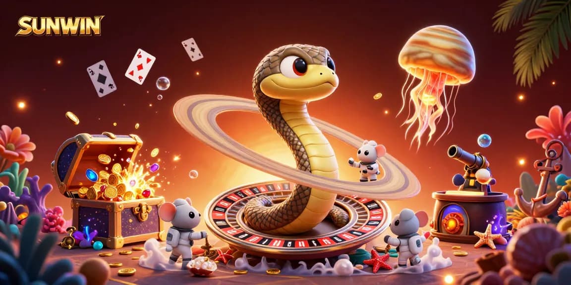 SUNWIN gamblers engaging at the roulette wheel in a vibrant cosmic environment, capturing the thrill of betting