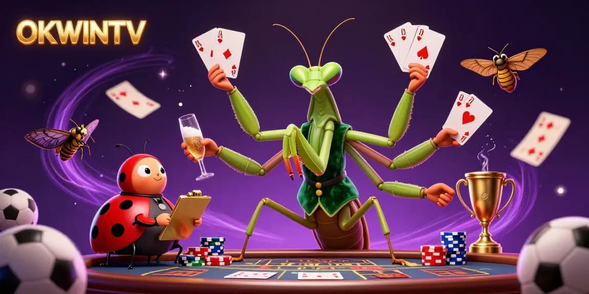 Experience thrilling sports betting action with OKWINTV, showcased by vibrant character dynamics and lively elements.