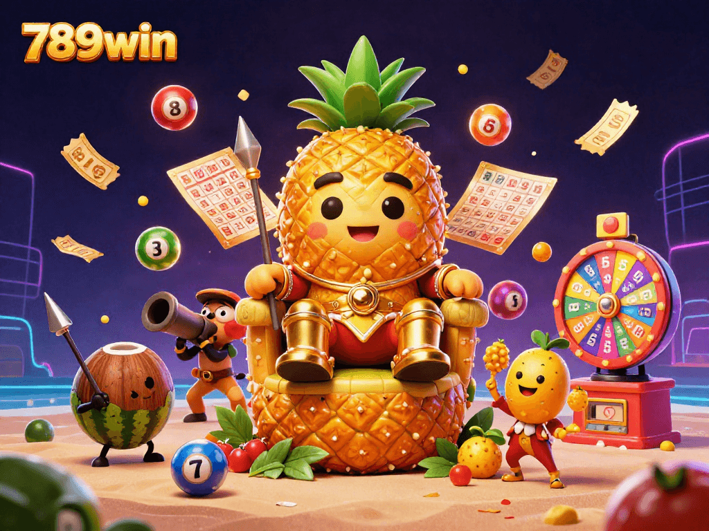 Experience the vibrant energy of 789win with a lively casino scene featuring colorful elements and characters.