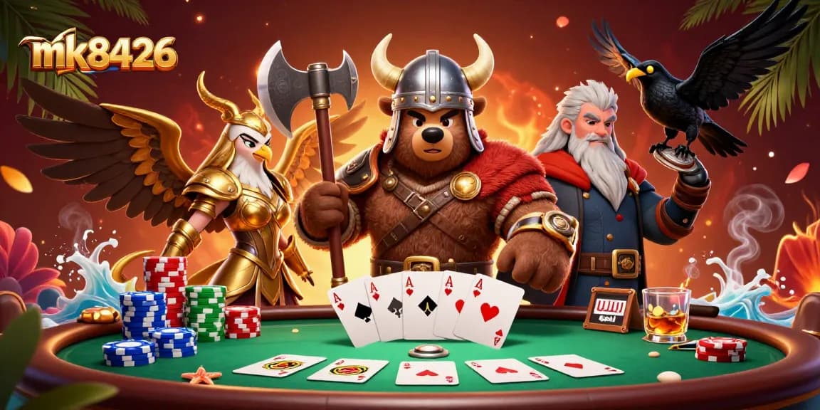 Experience thrilling gameplay at mk8426 with a poker showdown featuring vibrant characters and rich casino elements.