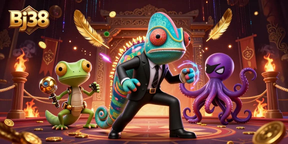 Bj38 showcases a thrilling chameleon secret agent in action within a dynamic gambling arena.