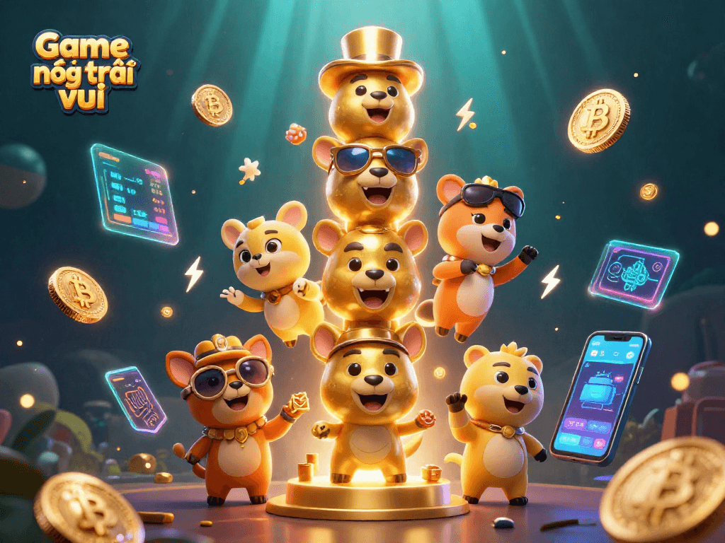 Engage with Game nông trại vui vẻ in a vibrant 3D casino scene filled with crypto elements.