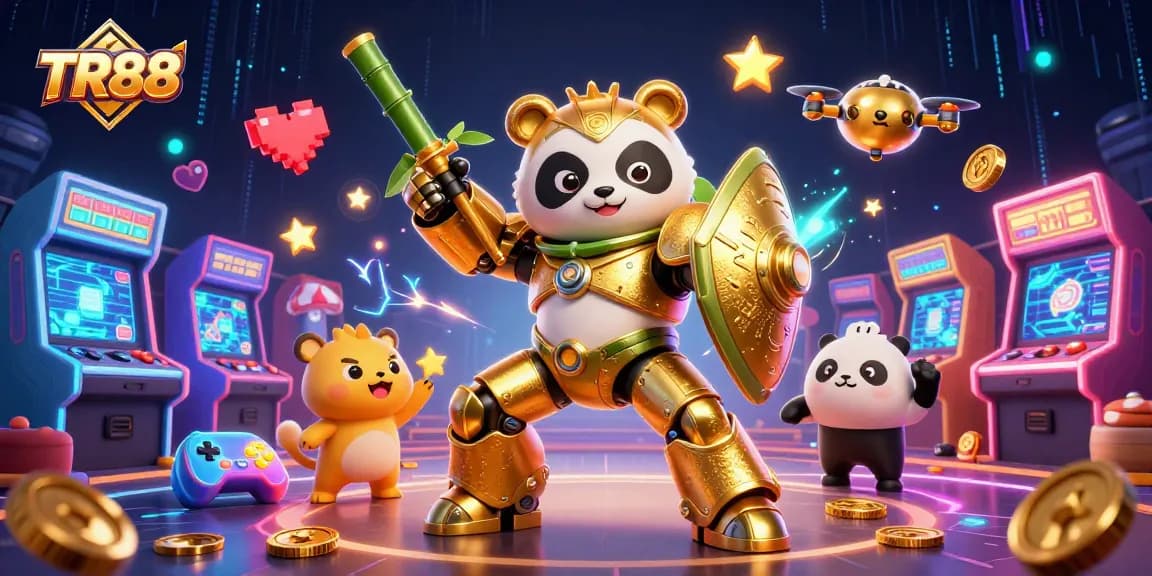 Experience the thrilling world of TR88 casino entertainment with vibrant characters in a lively gaming arena.