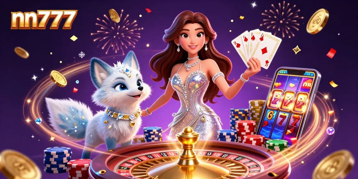 Experience thrilling winnings with nn777 casino in this vibrant, dynamic 3D illustration.