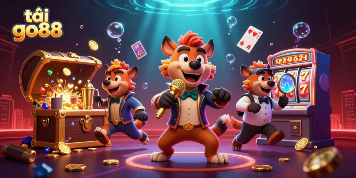 Engage with the lively scene as you tải go88 at the online casino with vibrant characters, treasure, and gaming fun.