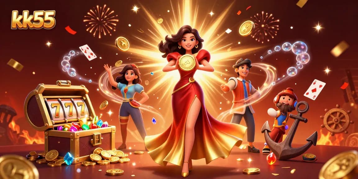 Win big with the stunning kk55 golden coin illustration set in a vibrant casino world.