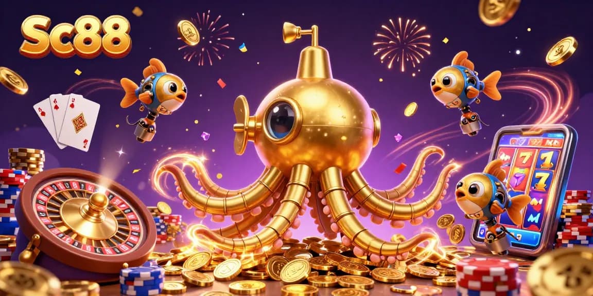 Experience the thrill of Sc88, a vibrant online casino with symbols of fortune and gameplay excitement.