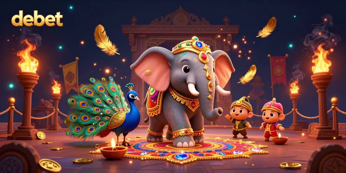 Experience exhilarating wins with debet and its vibrant casino atmosphere filled with gold coins and lively characters.