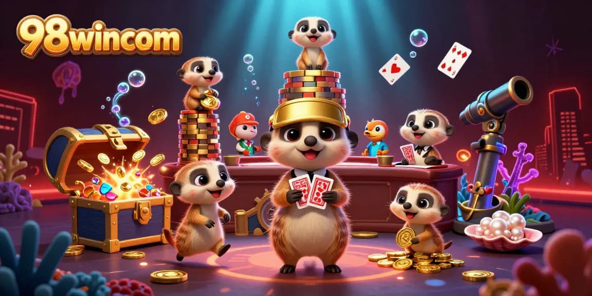 Experience the thrills of 98wincom with a vibrant underwater casino run by cartoon meerkats.