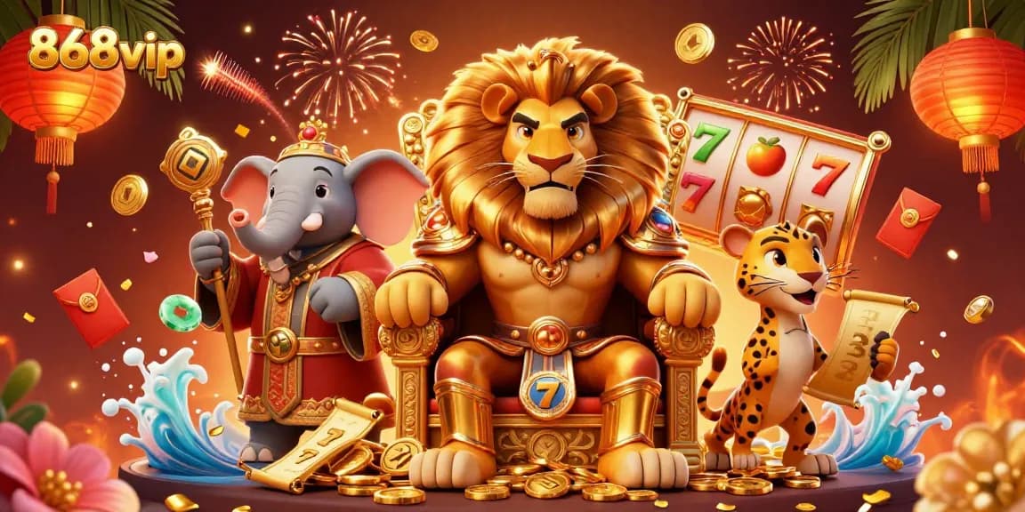 Join 868vip for thrilling slot experiences with vibrant royal-themed 3D illustration.