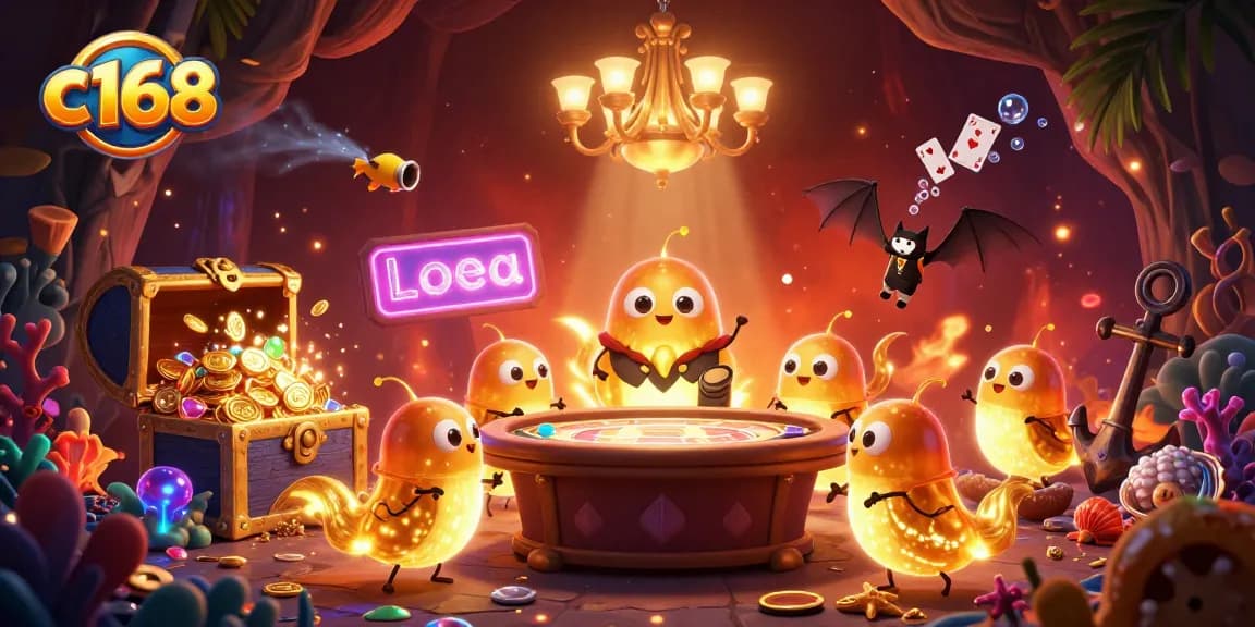 Play exciting casino games at c168 with enchanting glowworm characters lighting the cave casino.