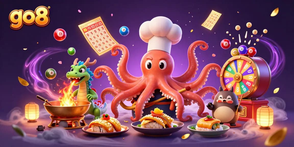 Experience thrilling games with go8 as the octopus chef conjures magical dishes in a dynamic casino.