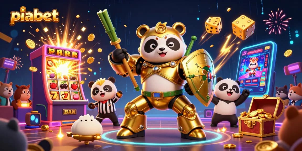 Piabet ile heyecan dolu bir casino deneyimi yaşamak için slot makineleriyle dolu bir arenada aksiyon dolu bir sahne.