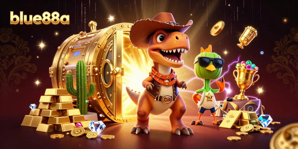 Experience winning strategies at blue88a with a vibrant 3D casino scene featuring engaging characters and dynamic elements.
