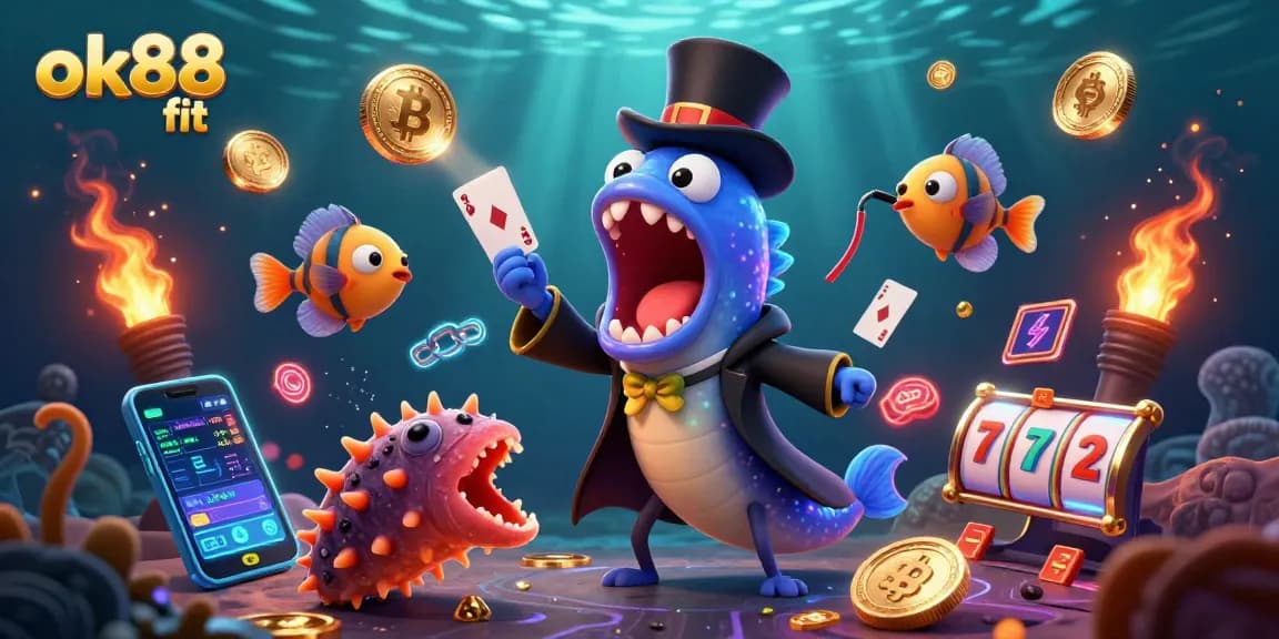 Experience thrills with ok88 fit as a glowing deep-sea casino scene comes alive with magical card tricks.
