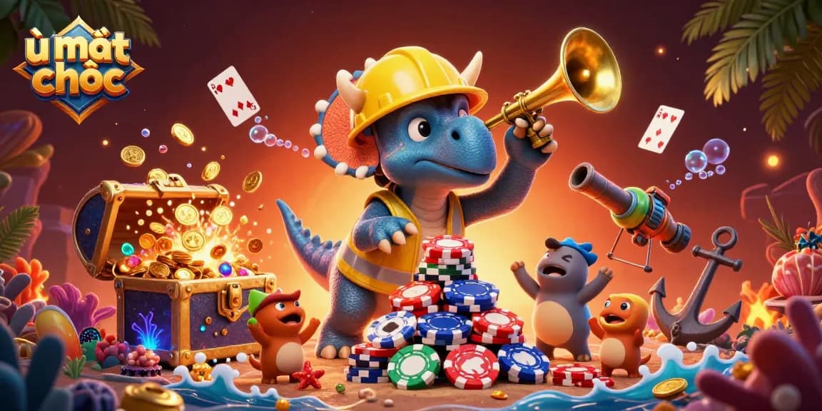 Join the celebration of ù mạt chược with vibrant digital casino art featuring colorful poker chips and joyful creatures.