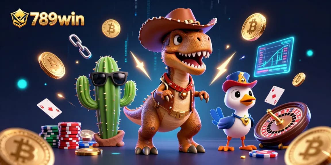 Experience thrilling gaming adventures with 789win through vibrant casino characters and neon elements.