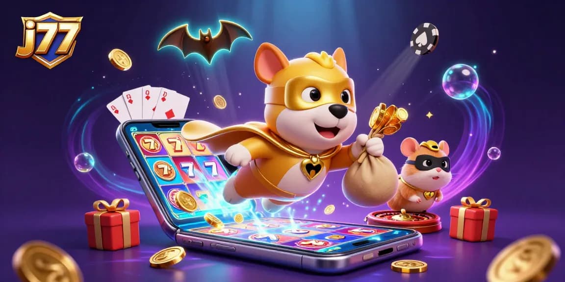 Watch the superhero dog and his hamster sidekick promote winning slots at j77 with exciting 3D visuals.
