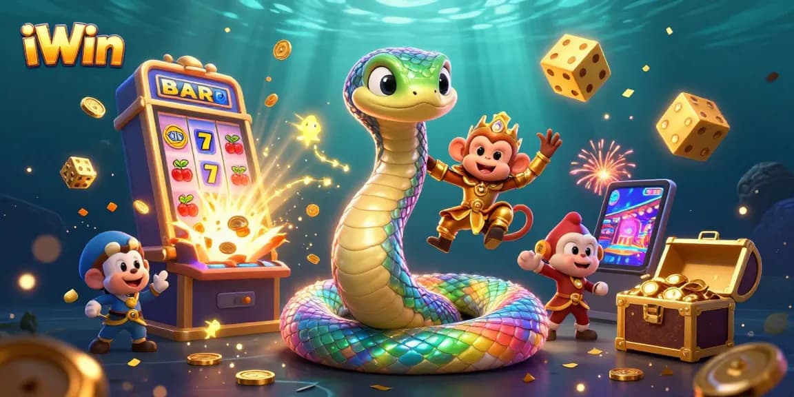 Experience the thrill of iWin with a vibrant 3D illustration of a casino adventure.
