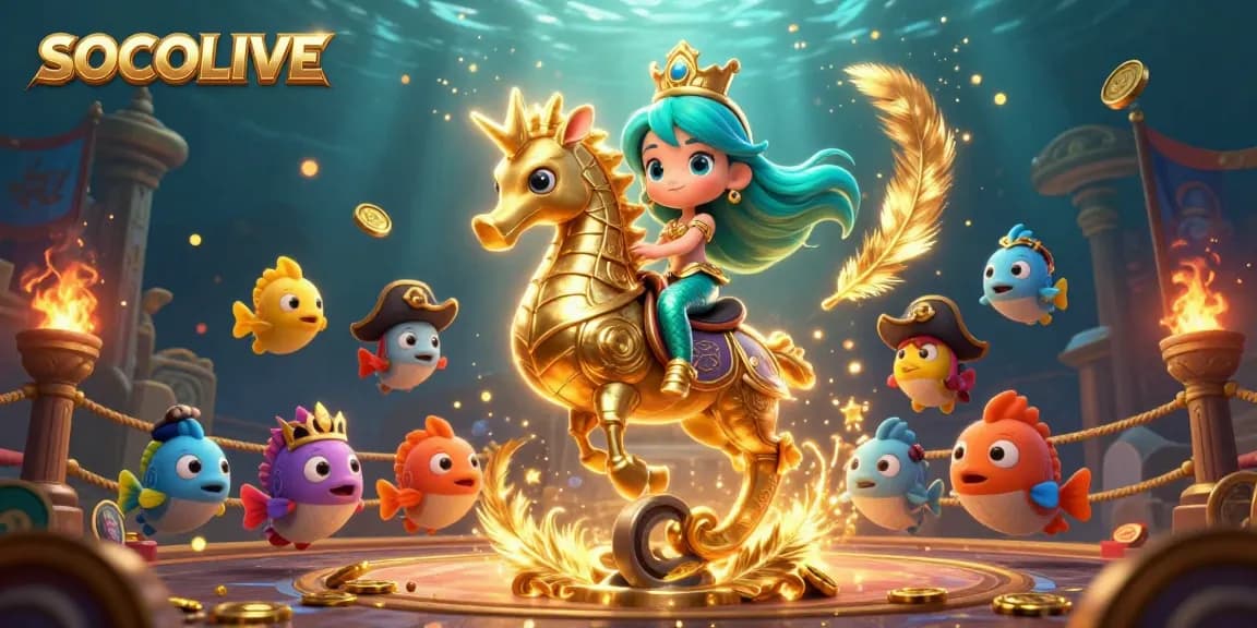 SOCOLIVE captures an exhilarating underwater scene with a mermaid princess in a casino-themed adventure.