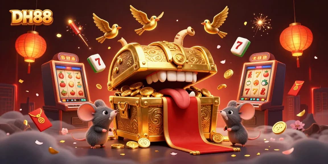 Engage with DH88's spectacular gaming adventure including slots and riches in a vibrant 3D illustration.