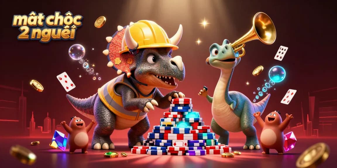 Engage in mạt chược 2 người with vibrant casino-themed elements and energetic celebration scene.