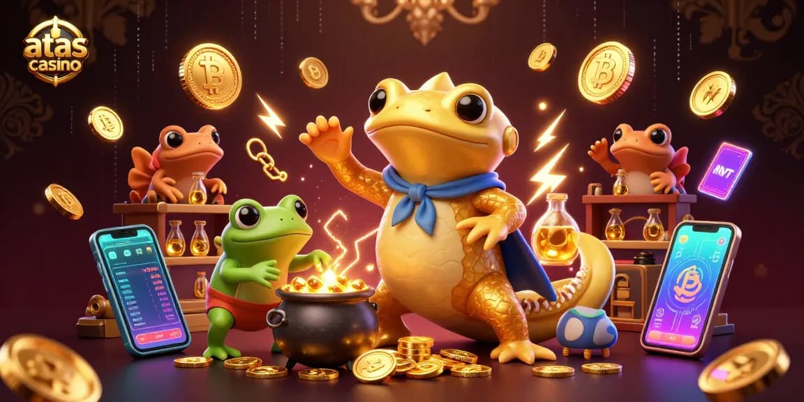 Experience thrilling gameplay at atas casino with a vibrant scene filled with golden coins and game elements.