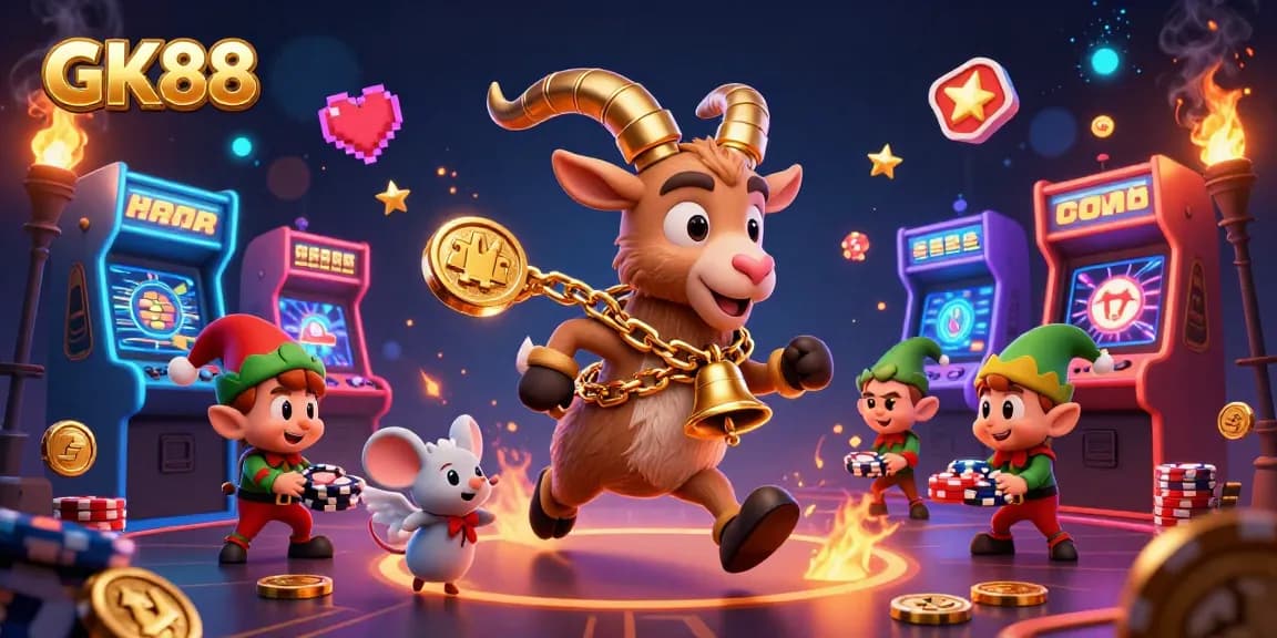 Players enjoy exciting games at GK88's vibrant casino with dynamic characters and lively atmosphere.