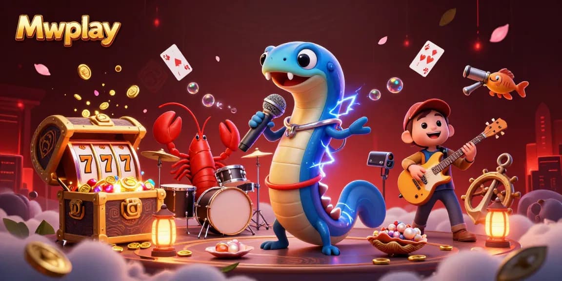 Experience thrilling gaming at Mwplay in a vibrant underwater casino with interactive characters.