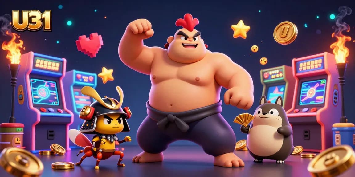 U31 enhances gaming experiences with vibrant 3D casino illustrations of energetic characters.