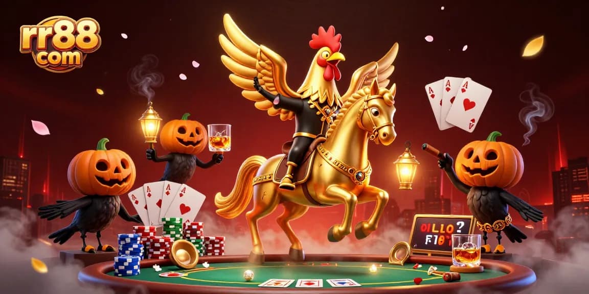 Engage in gambling excitement with rr88 com featuring golden rooster and casino elements