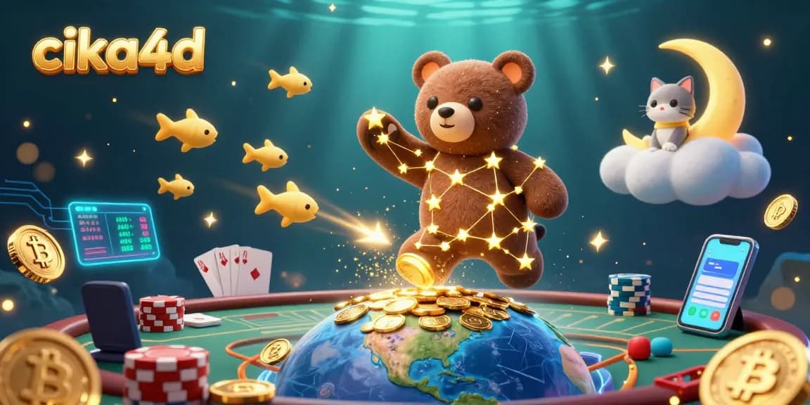 Engage with cika4d's poker excitement through vibrant 3D art featuring dynamic casino elements.