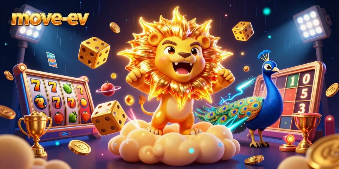 Experience thrilling moves in the move-ev casino, featuring vibrant slot reels and dynamic gaming elements.