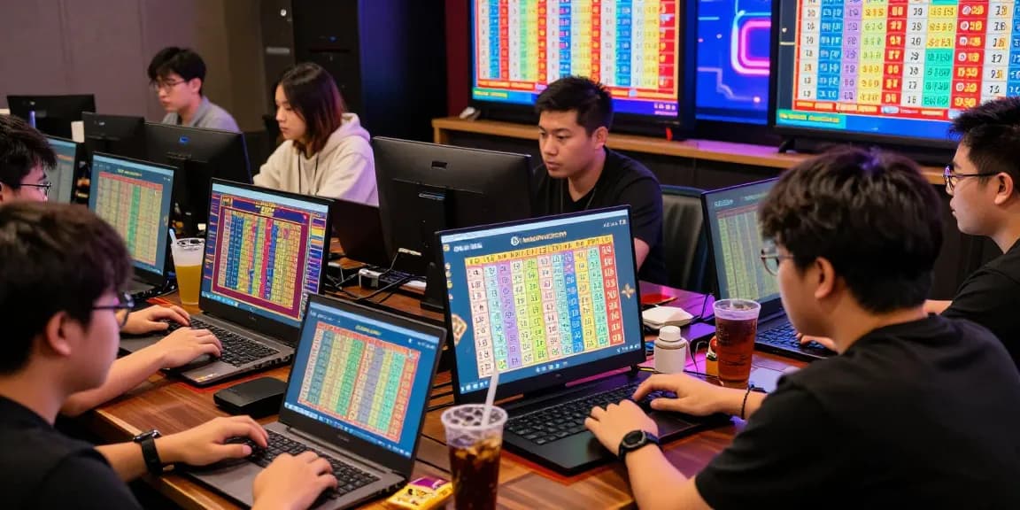 Players engaging with Link Alternatif Togel88 lottery numbers on laptops, reflecting the excitement of online gambling.