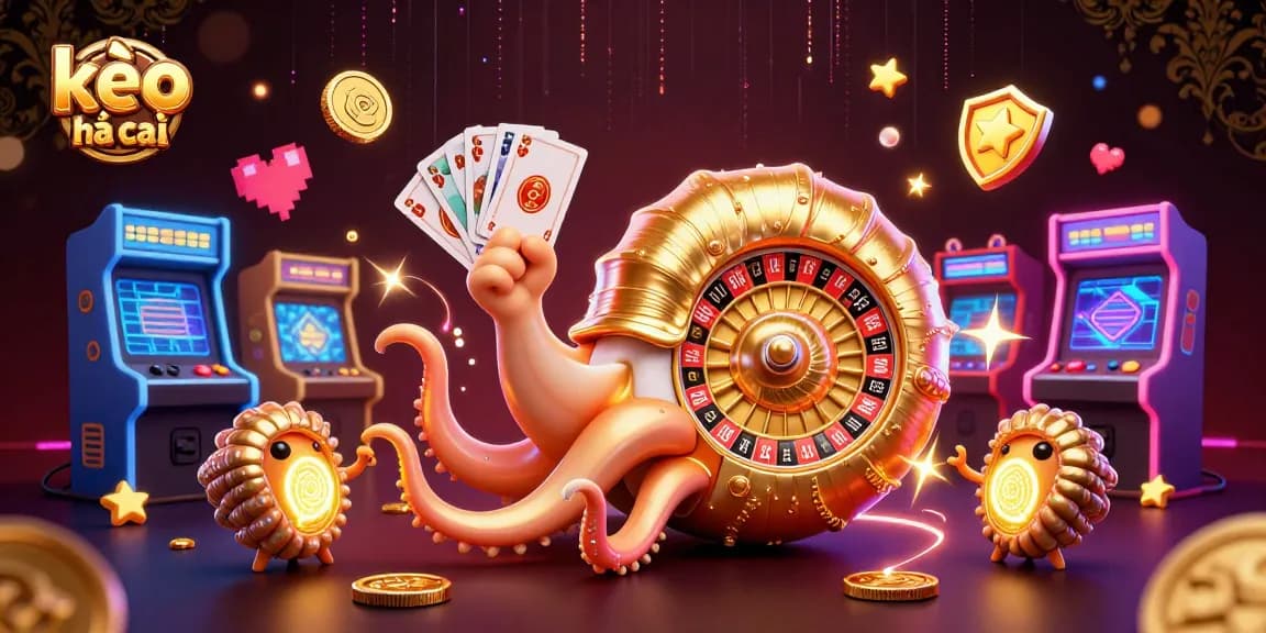 Engage in kèo nhà cái with an exciting illustration featuring a giant nautilus roulette wheel and sports betting elements.