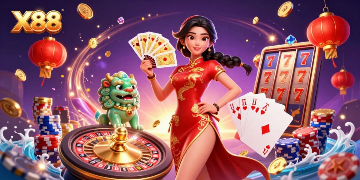 X88 players enjoying exhilarating slot games with vibrant visuals and immersive elements