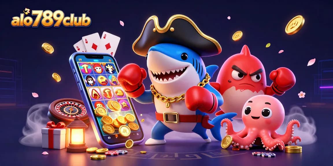 Engage in action with alo789club’s vibrant casino scene featuring exciting characters and casino elements.