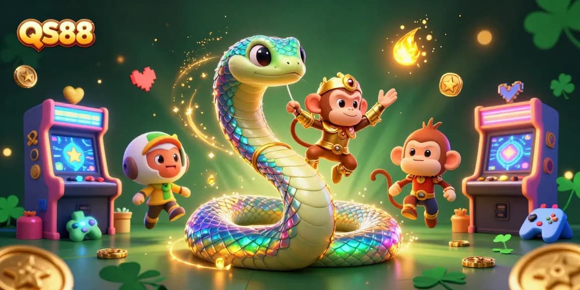 Experience vibrant thrills with QS88's colorful gaming adventure illustration featuring dynamic casino elements.