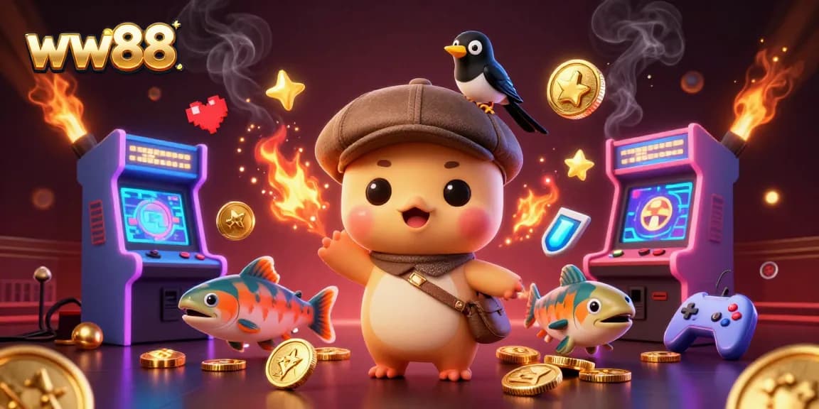 ww88 players enjoy thrilling gaming experiences with exciting creatures in vibrant casino-themed scene