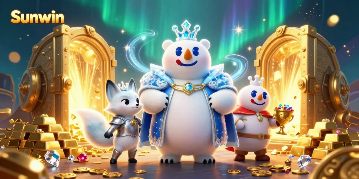 Engage with treasures at Sunwin as a snow fox and polar bear navigate a thrilling casino world.