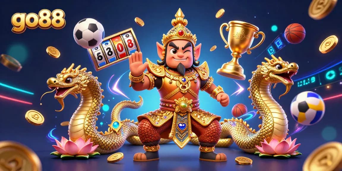 Experience the excitement of go88 with vibrant 3D casino elements and characters in action.